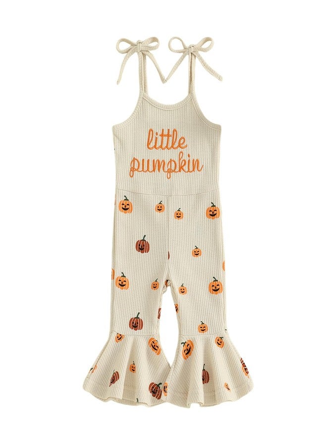 Ayalinggo Baby Girl Halloween Outfit Little Pumpkin Overalls Toddler Romper Spaghetti Strap Jumpsuit Family Matching Outfits Beige Little Pumpkin 6-12 Months - Image 1